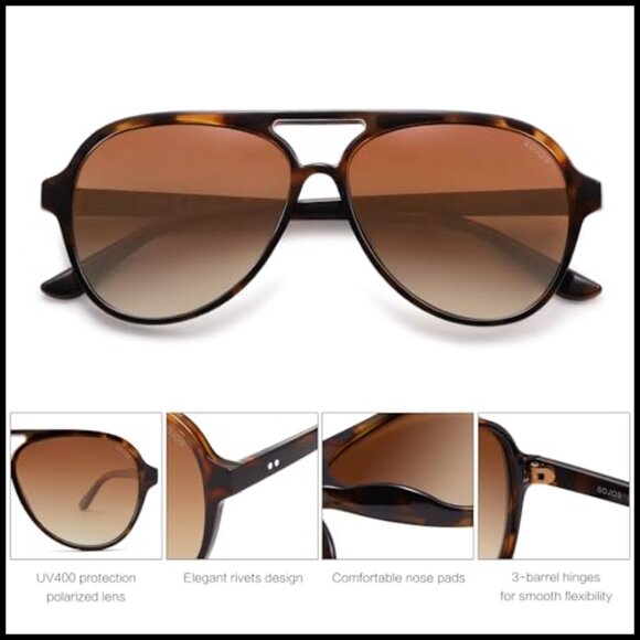 Classic Polarized Aviator Sunglasses, Retro Style, UV400 Protection main image 6